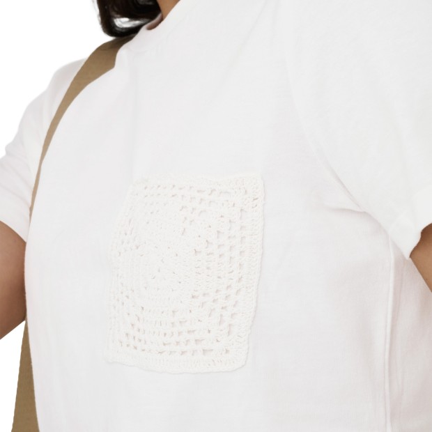 JDY T-shirt Selma Crochet Pocket Cloud Dancer