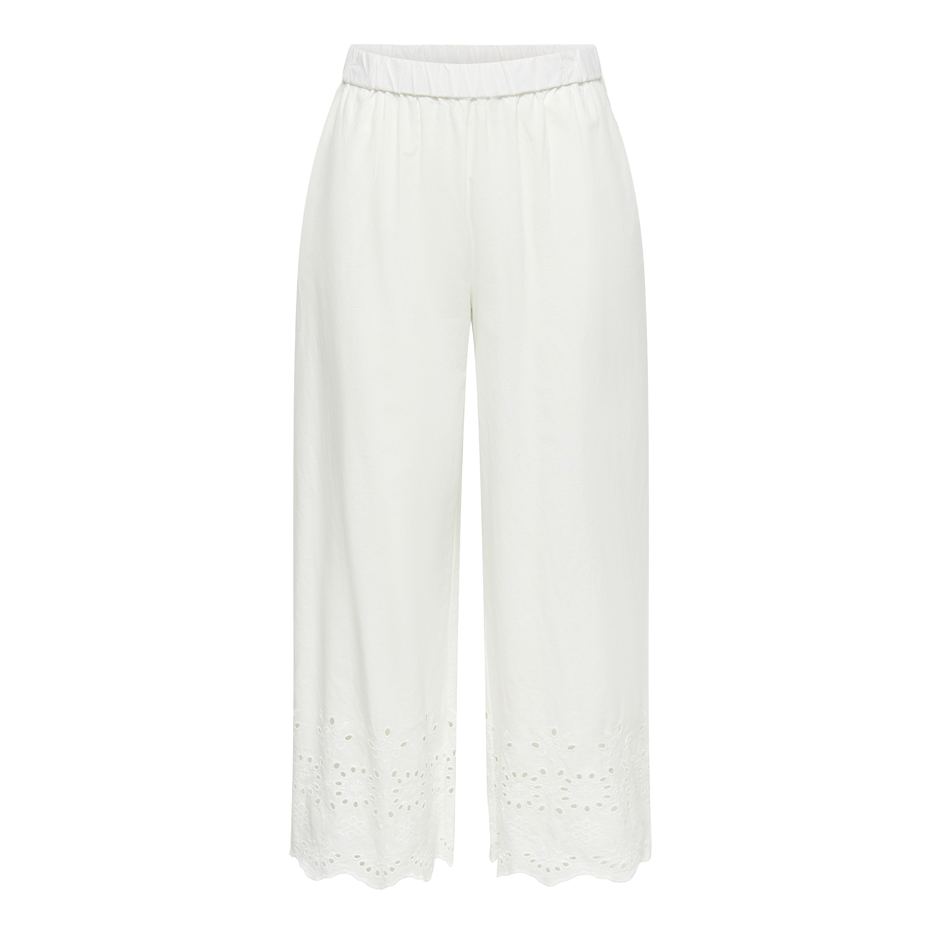 JDY Calça Marina Emb. Ankle Cloud Dancer Bright White