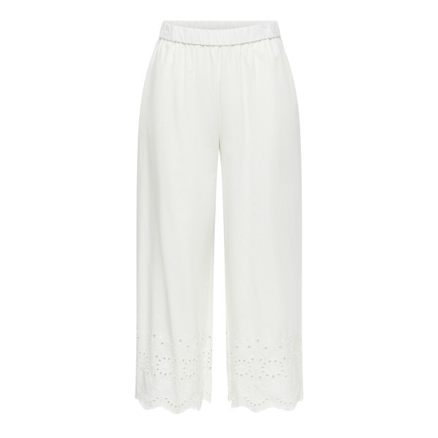 JDY Calça Marina Emb. Ankle Cloud Dancer Bright White