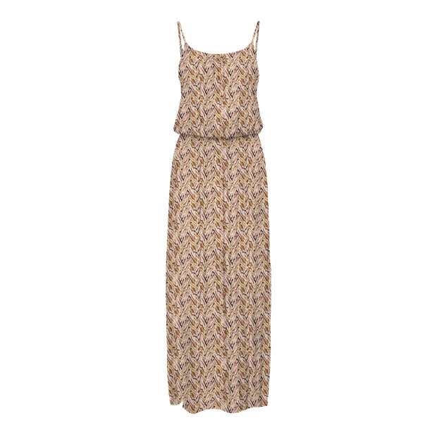 Only Vestido Nova Life Vis Strap Maxi Dull Gold 716 Abstract Zigzag