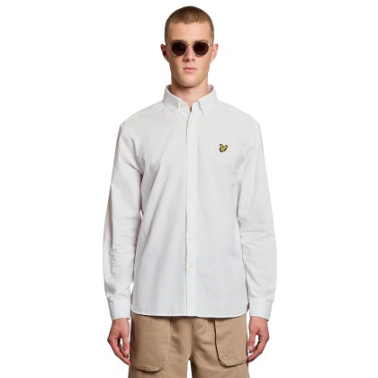 Lyle&Scott Camisa Linen Blend Oxford White Lyle&Scott Camisa Linen Blend Oxford White