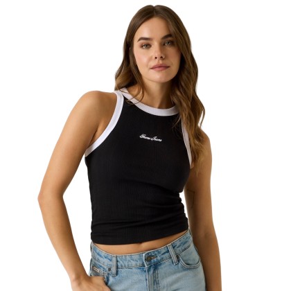Guess Top Embro Ringer Tank Jet Black