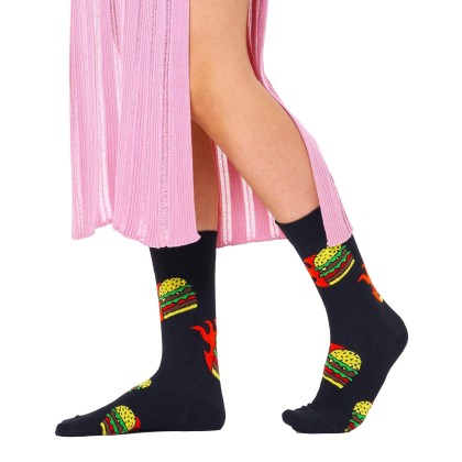 Happy Socks Flaming Burger Preto Happy Socks Flaming Burger Preto