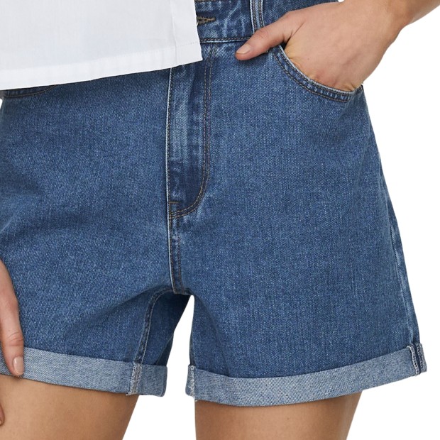 Only Calção Vega Hw Mom Dnm Medium Blue Denim