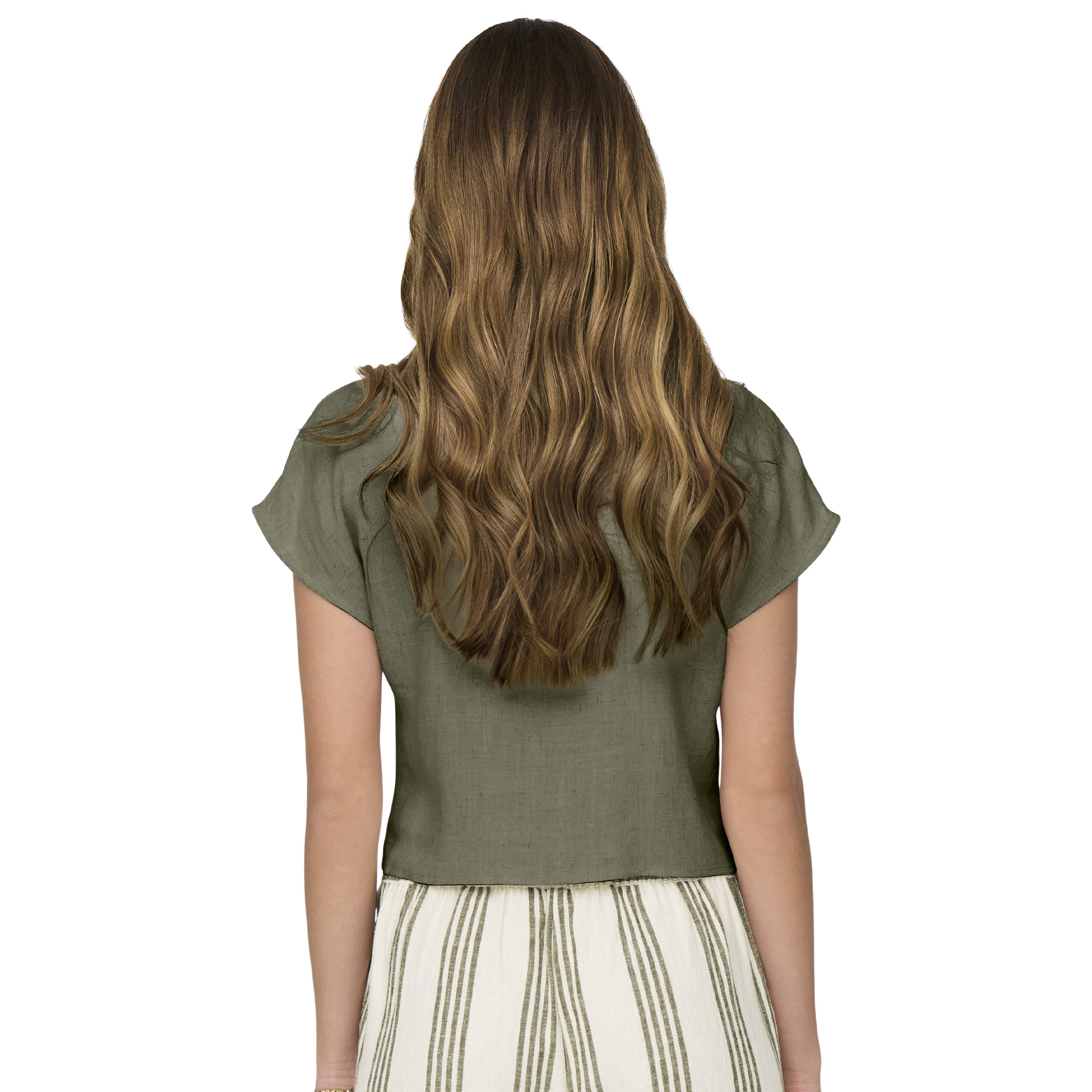 Only Camisa Siesta Knot Lin Deep Lichen Green