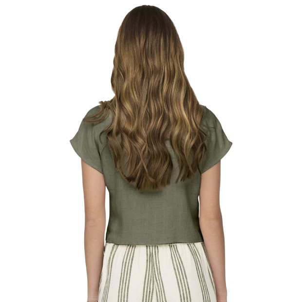 Only Camisa Siesta Knot Lin Deep Lichen Green