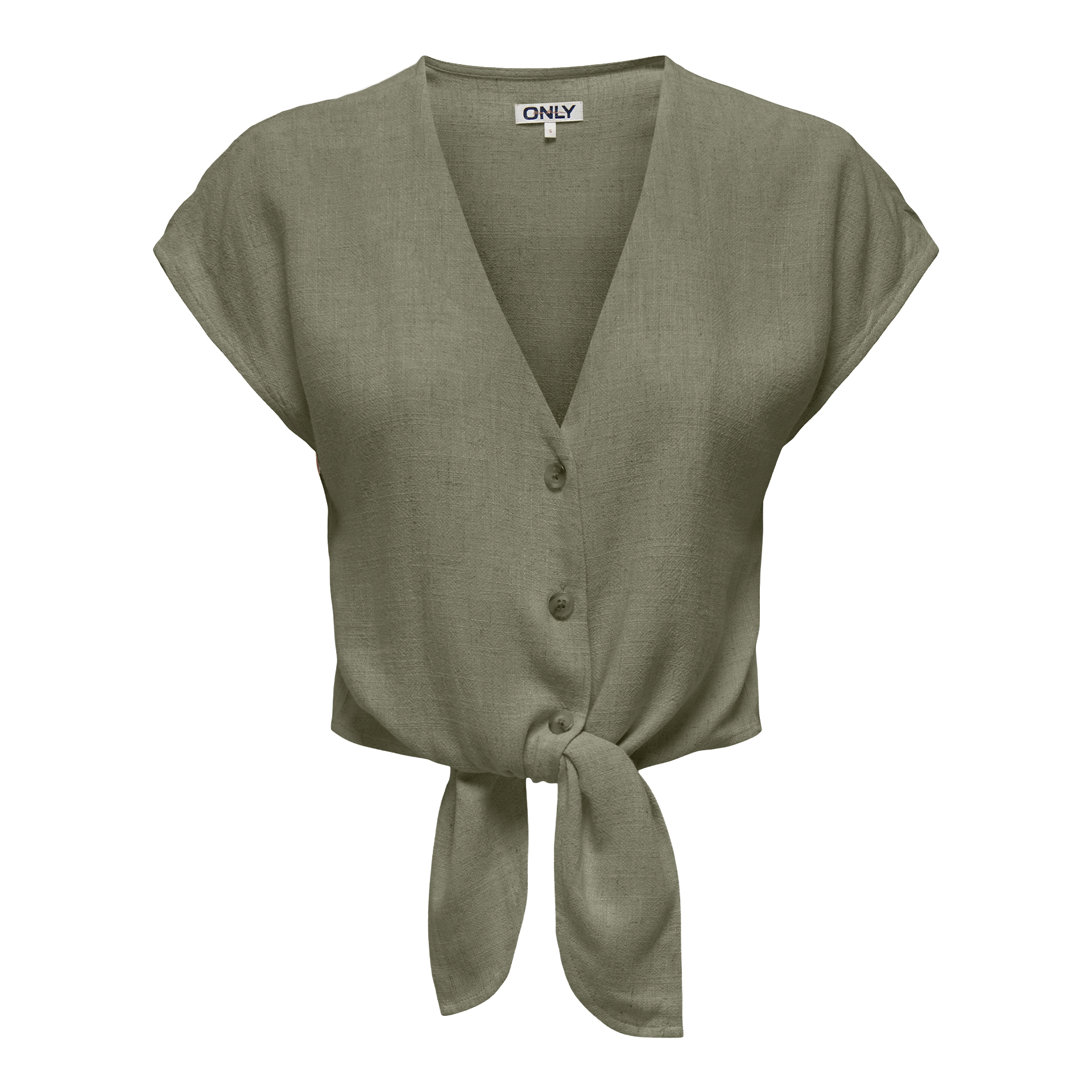 Only Camisa Siesta Knot Lin Deep Lichen Green