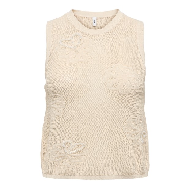 Only Top Ivy Sl Pearl O-neck Birch Cloud Dancer Pearls