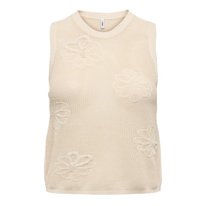 Only Top Ivy Sl Pearl O-neck Birch Cloud Dancer Pearls