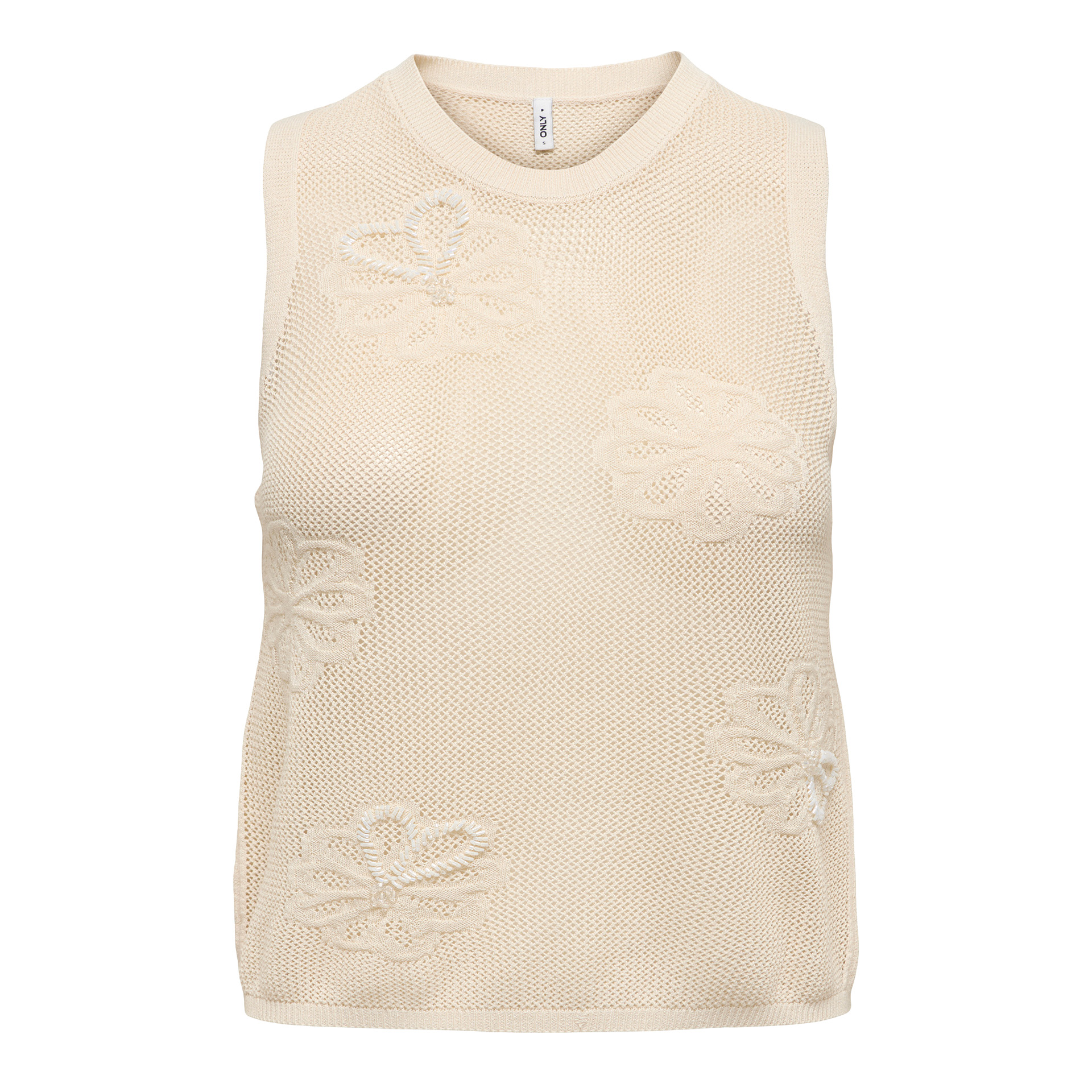 Only Top Ivy Sl Pearl O-neck Birch Cloud Dancer Pearls