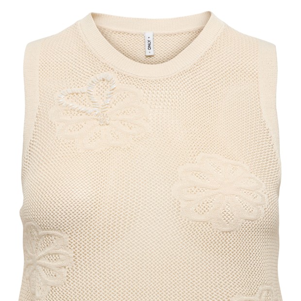 Only Top Ivy Sl Pearl O-neck Birch Cloud Dancer Pearls