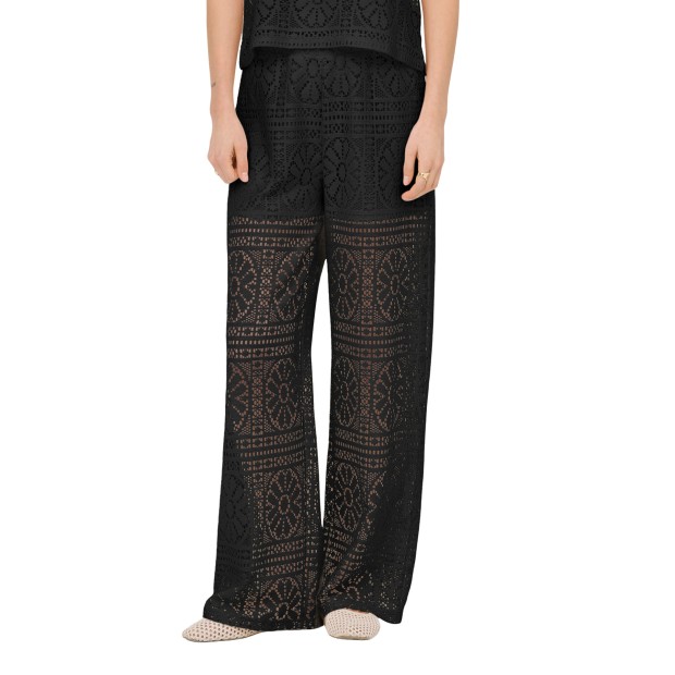 Only Calças Lian Lace Wide Black