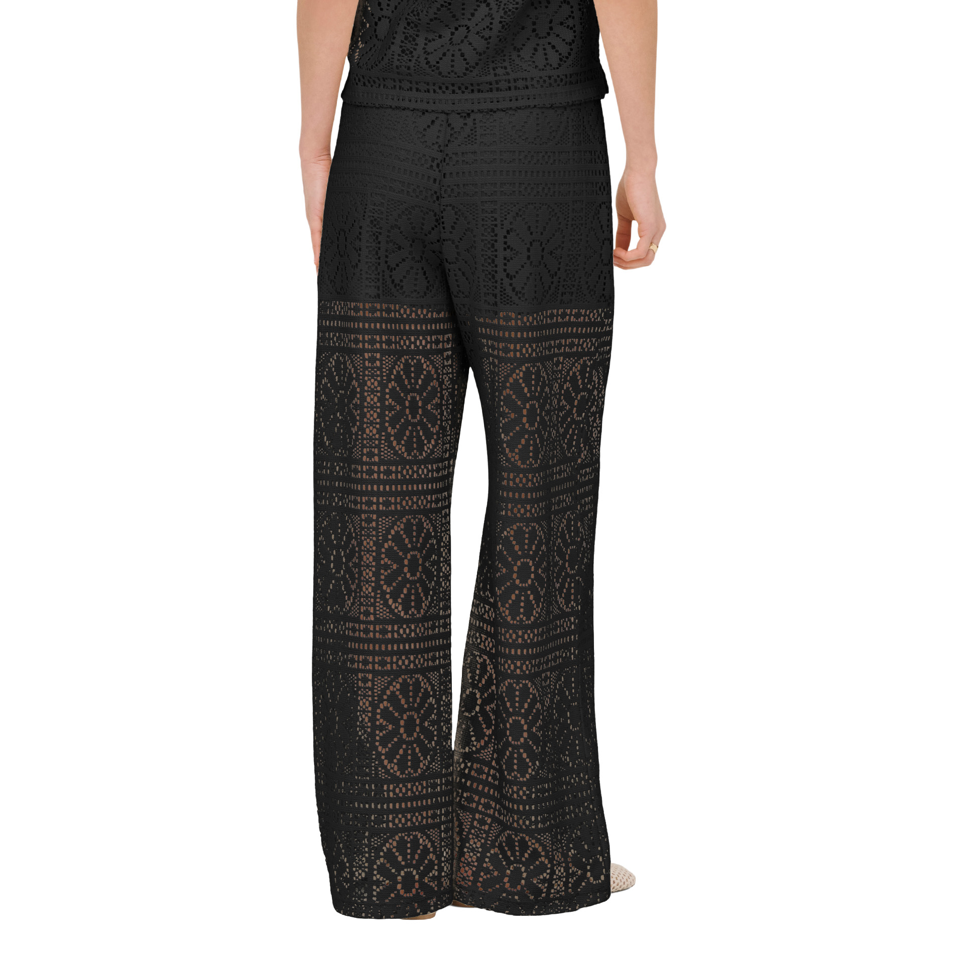 Only Calças Lian Lace Wide Black