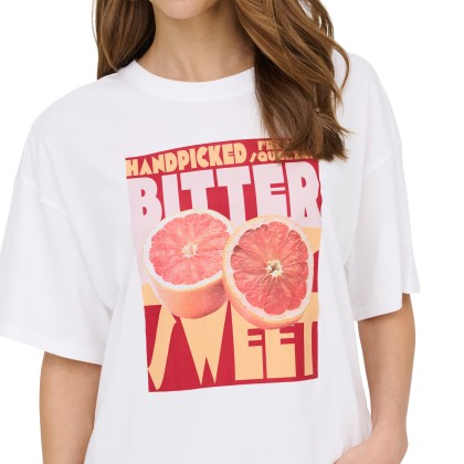 Only T-shirt Mila Print Box Bright White Mila Bittersweet