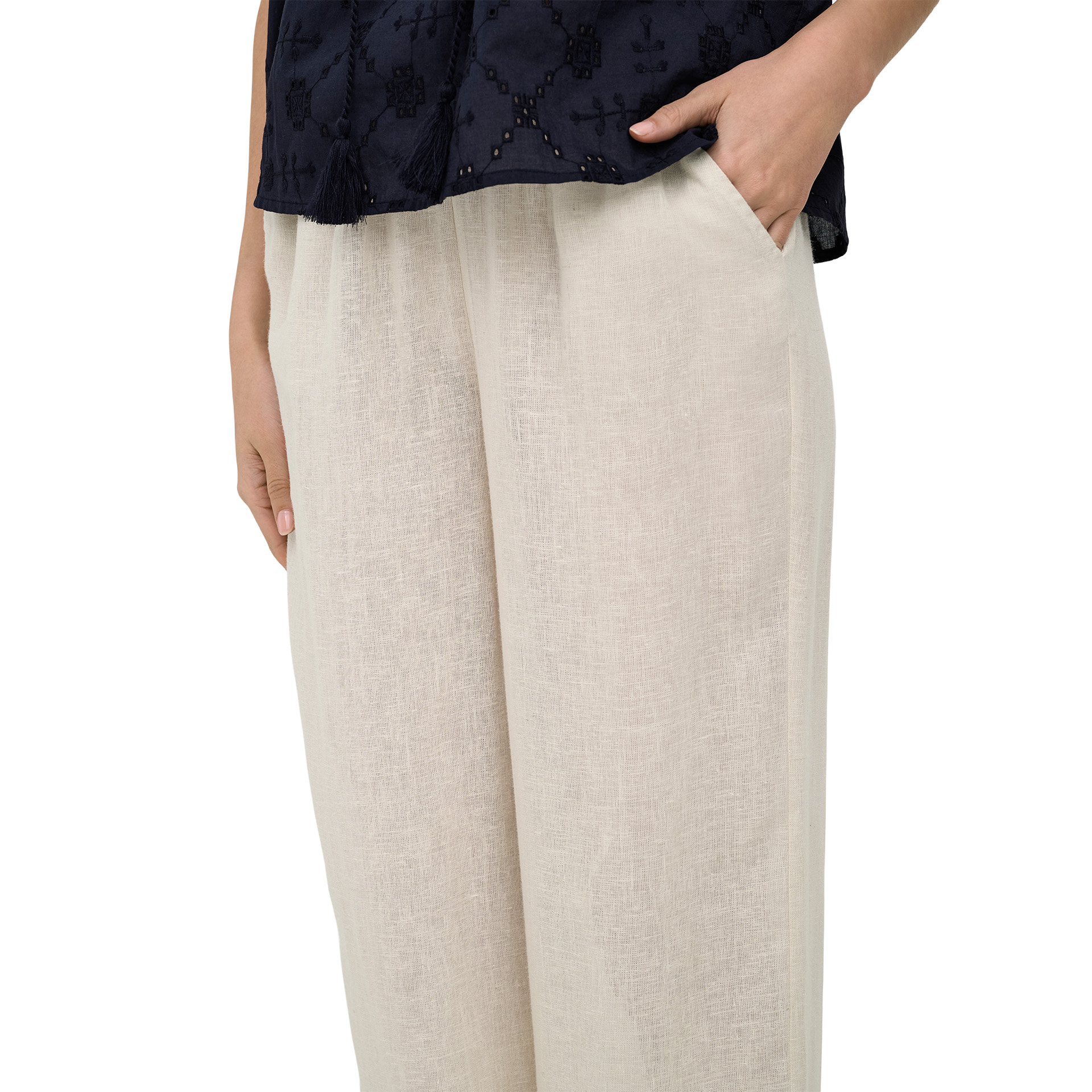 Only Calça Bruxelles Lin Bl Tie Moonbeam
