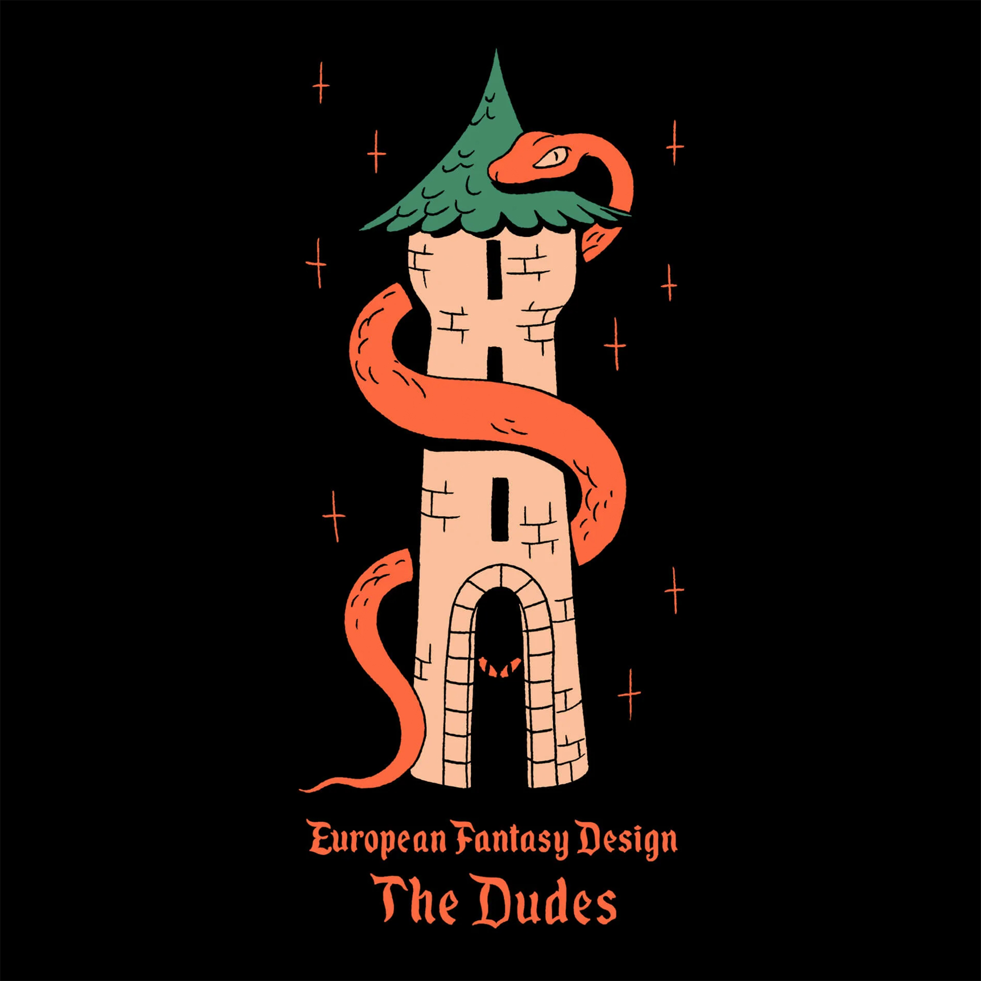 The Dudes T-shirt European Fantasy Tower Classic Oversize Black