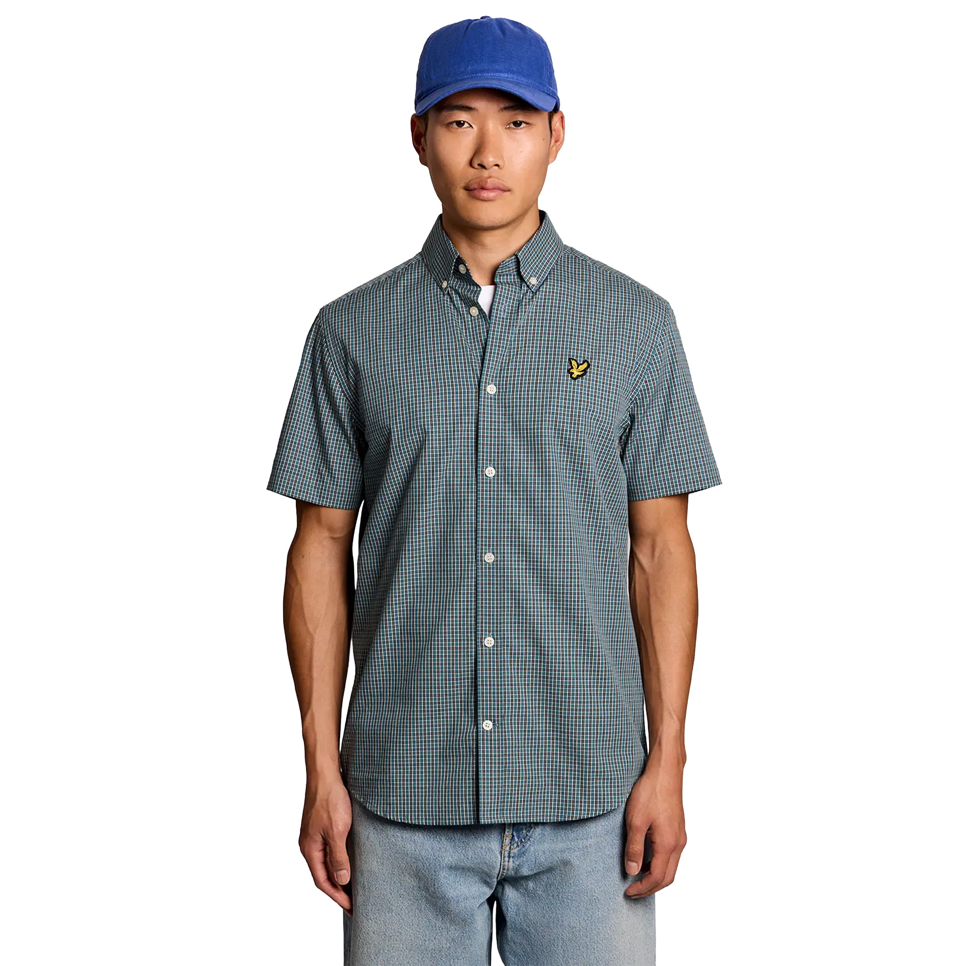 Lyle&Scott Camisa Fine Check Short Sleeve Denim Jeans