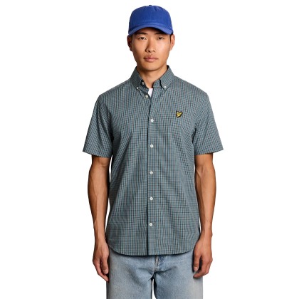 Lyle&Scott Camisa Fine Check Short Sleeve Denim Jeans Lyle&Scott Camisa Fine Check Short Sleeve Denim Jeans