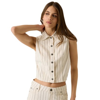 Guess Camisa Cropped Hickory Stripe