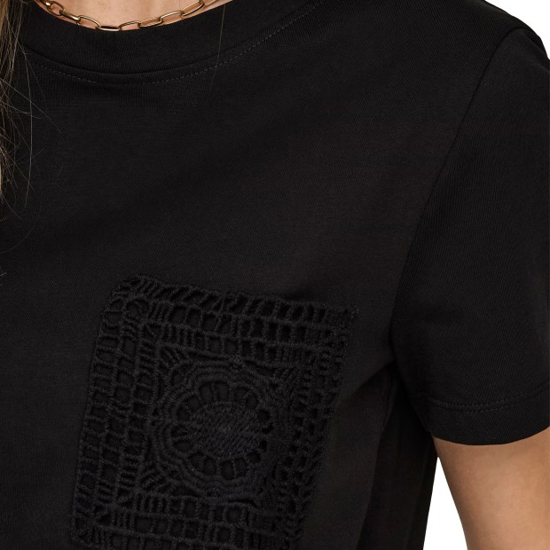 JDY T-shirt Selma Crochet Pocket Black