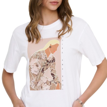 Only T-shirt Susan Print Bright White Susan Pulse