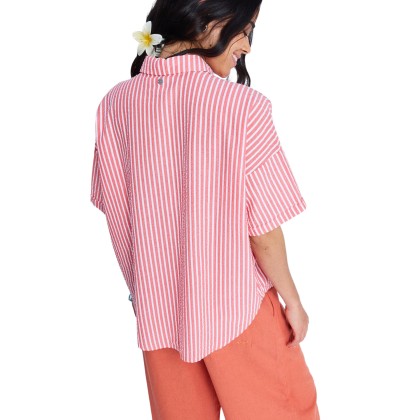 Roxy Camisa Beachy Nostalgia Stripe Hibiscus Sunrise Str