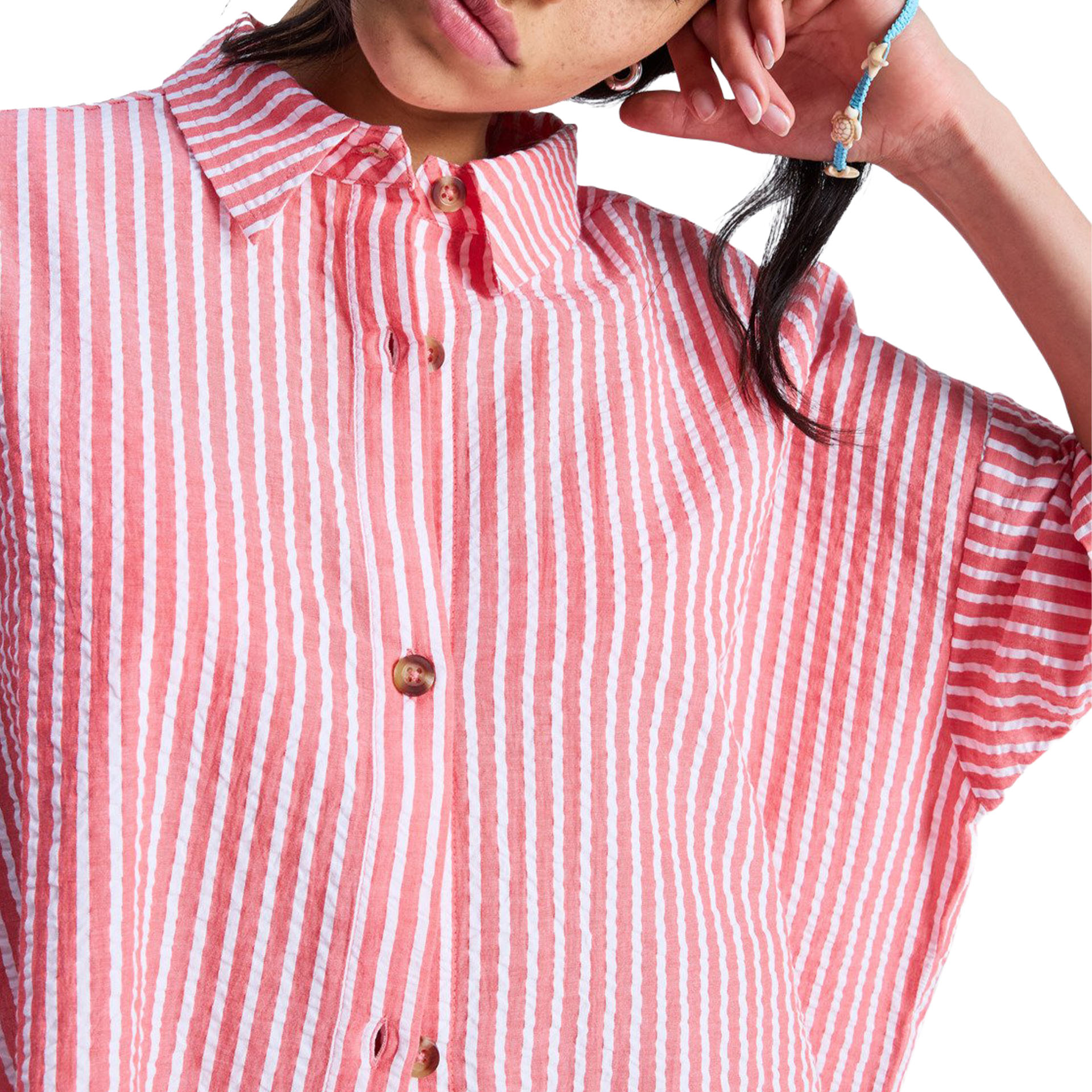 Roxy Camisa Beachy Nostalgia Stripe Hibiscus Sunrise Str