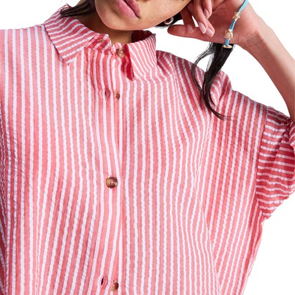 Roxy Camisa Beachy Nostalgia Stripe Hibiscus Sunrise Str