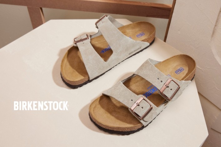 Birkenstock Arizona Soft Footbed Suede Leather Narrow Taupe