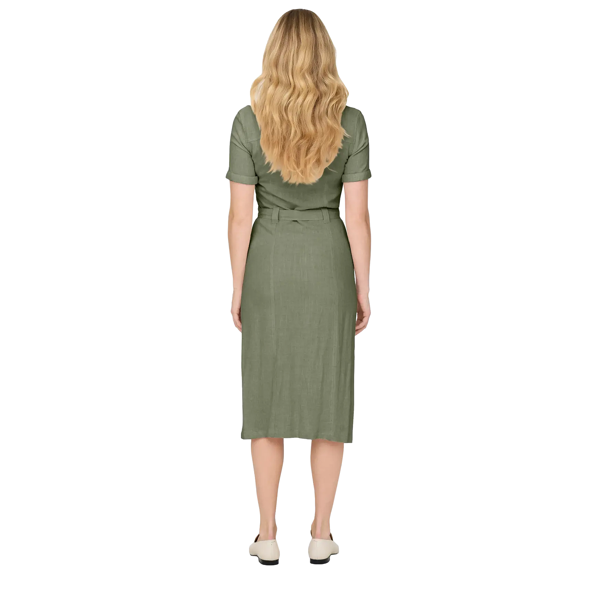 Only Vestido Siesta Linen Deep Lichen Green