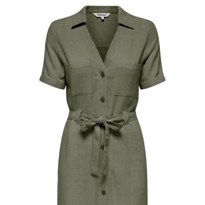 Only Vestido Siesta Linen Deep Lichen Green