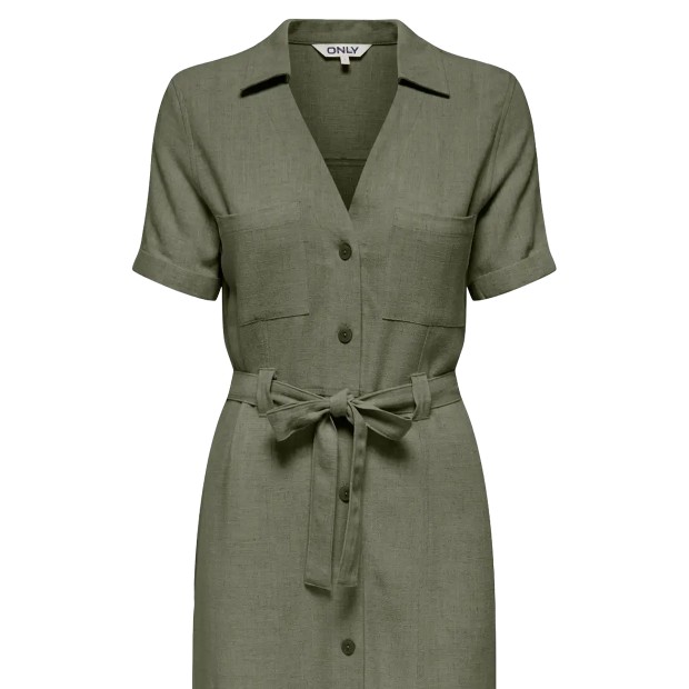 Only Vestido Siesta Linen Deep Lichen Green