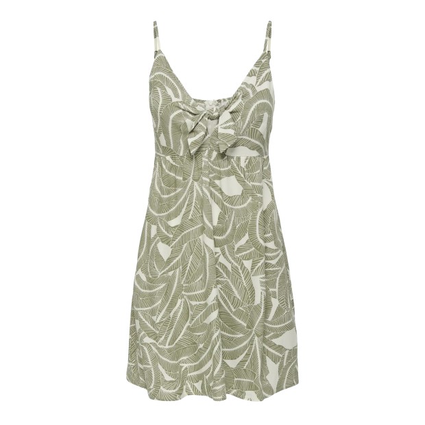 Only Vestido Nova Life Vis Jules Vaporous Gray 727 Hawaii Leaves