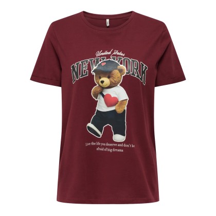 Only T-shirt Lina Bear O-neck Box Cabernet New York Teddy