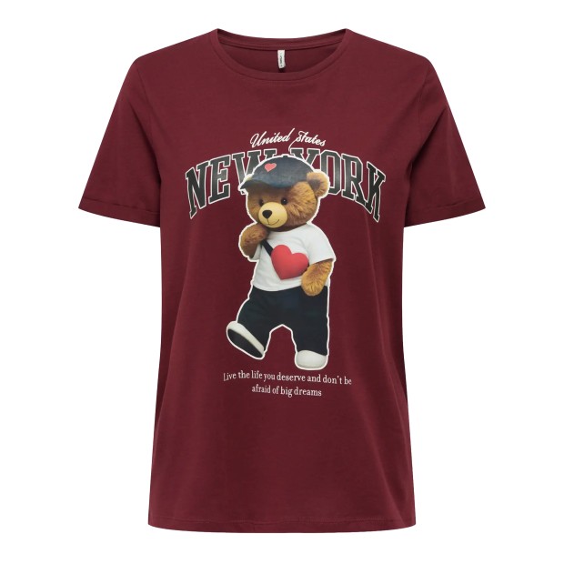 Only T-shirt Lina Bear O-neck Box Cabernet New York Teddy