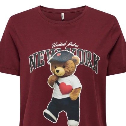 Only T-shirt Lina Bear O-neck Box Cabernet New York Teddy