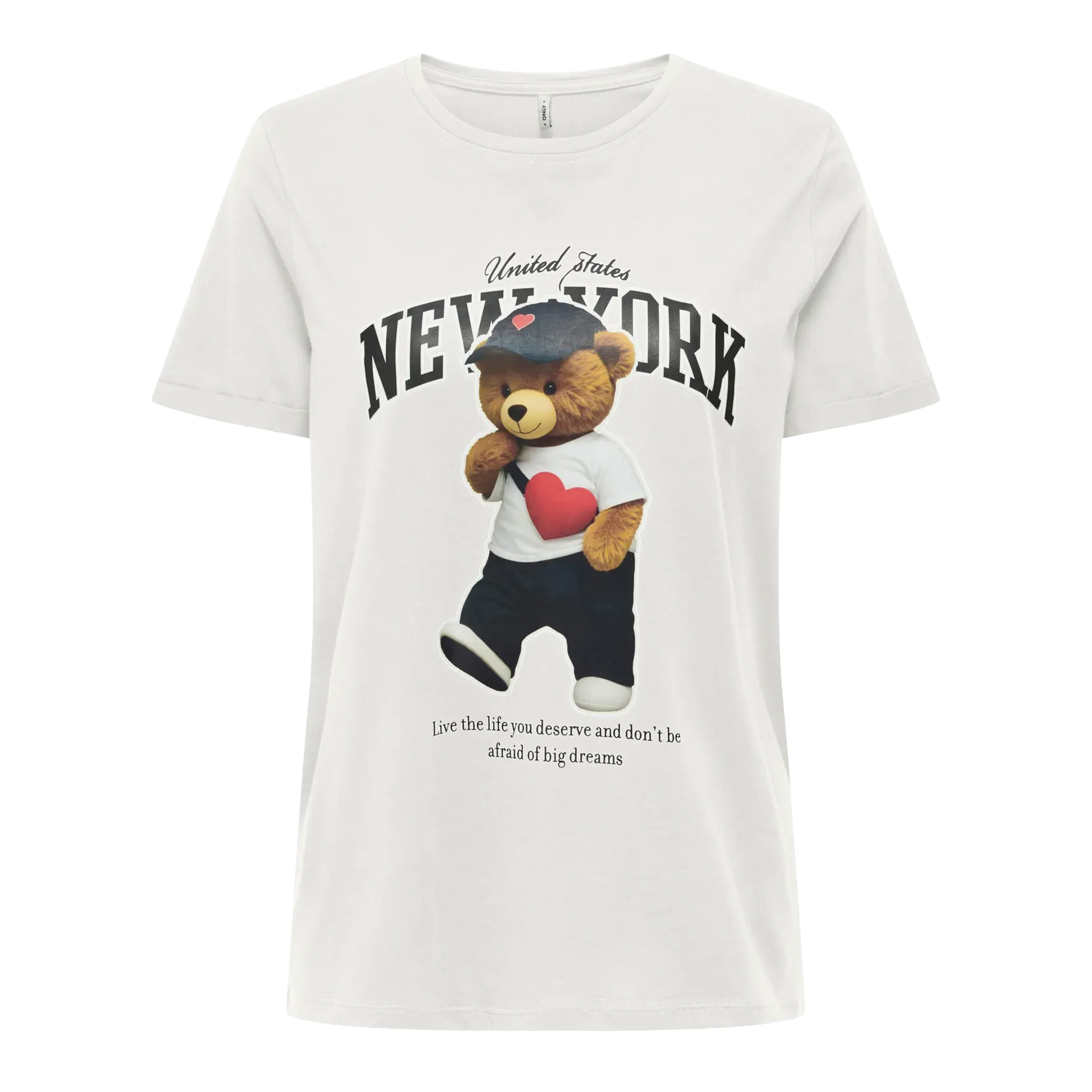 Only T-shirt Lina Bear O-neck Box Cloud Dancer New York Teddy