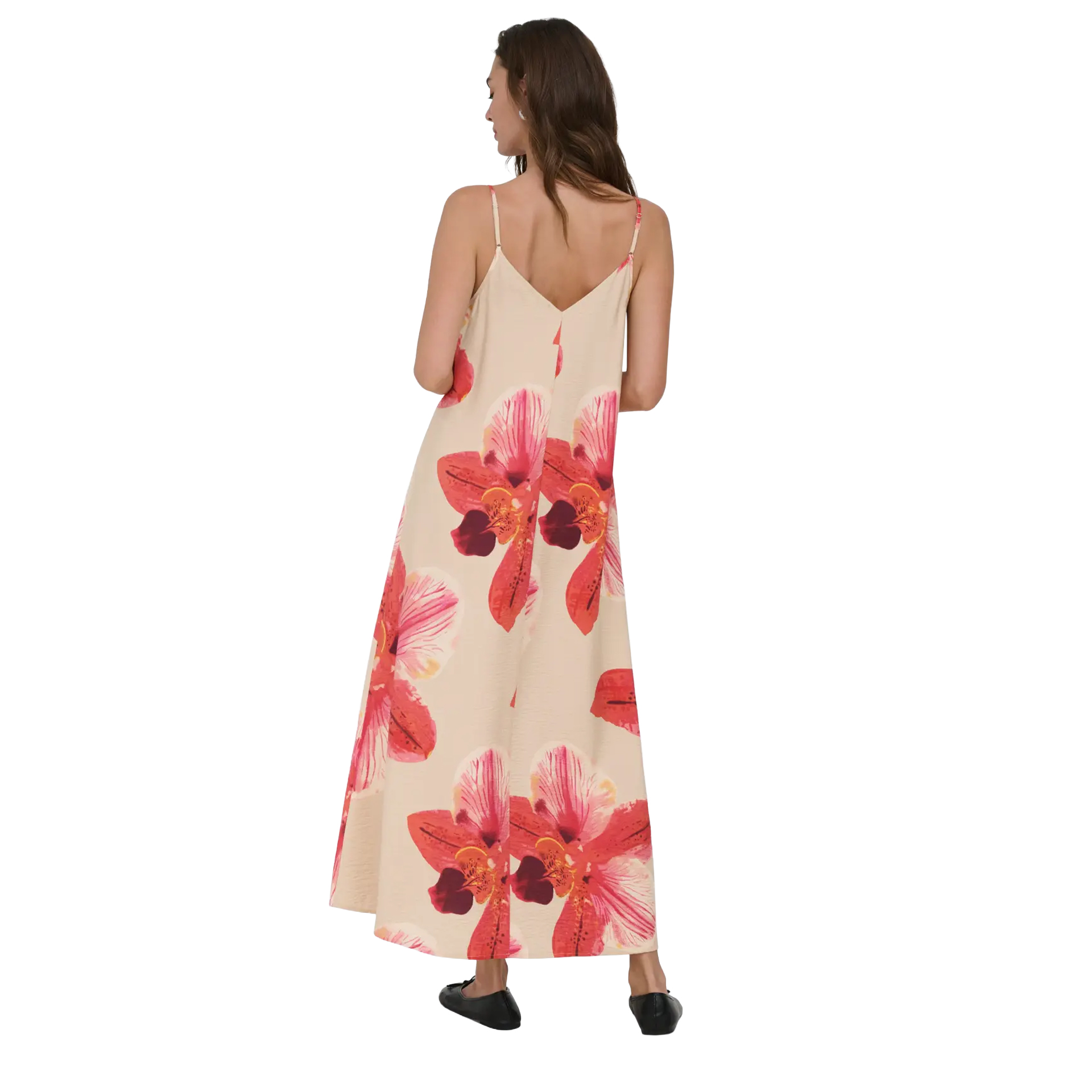 Only Vestido Resi-elanor Strap Big Flowr Peyote Giga Orchid