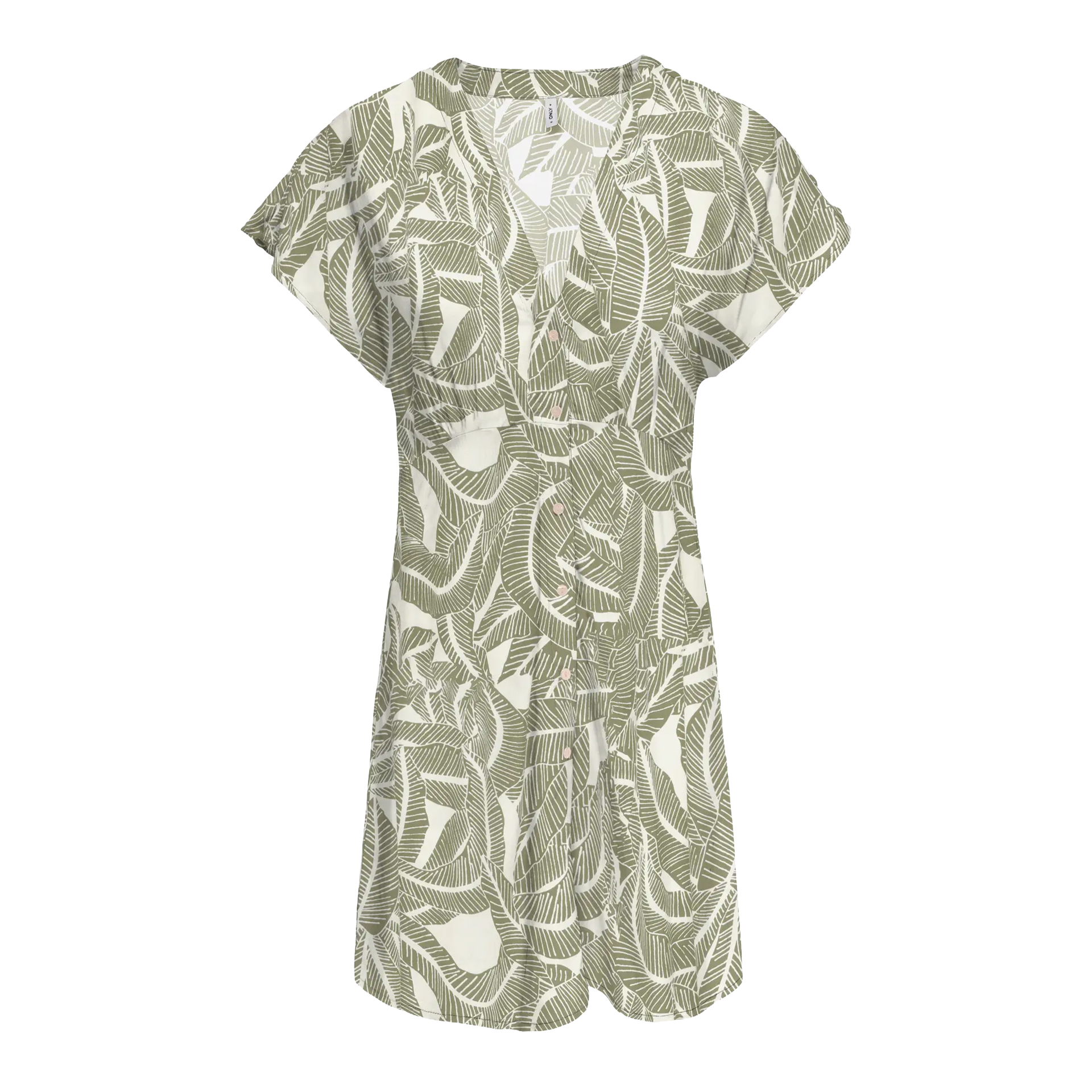Only Vestido Nova Life Vis Mollie Vaporous Gray 727 Hawaii Leaves