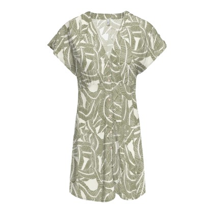 Only Vestido Nova Life Vis Mollie Vaporous Gray 727 Hawaii Leaves