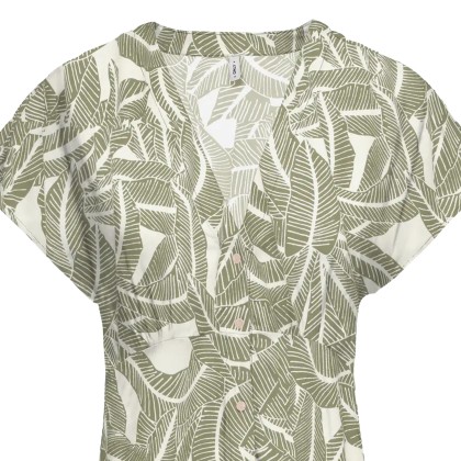 Only Vestido Nova Life Vis Mollie Vaporous Gray 727 Hawaii Leaves