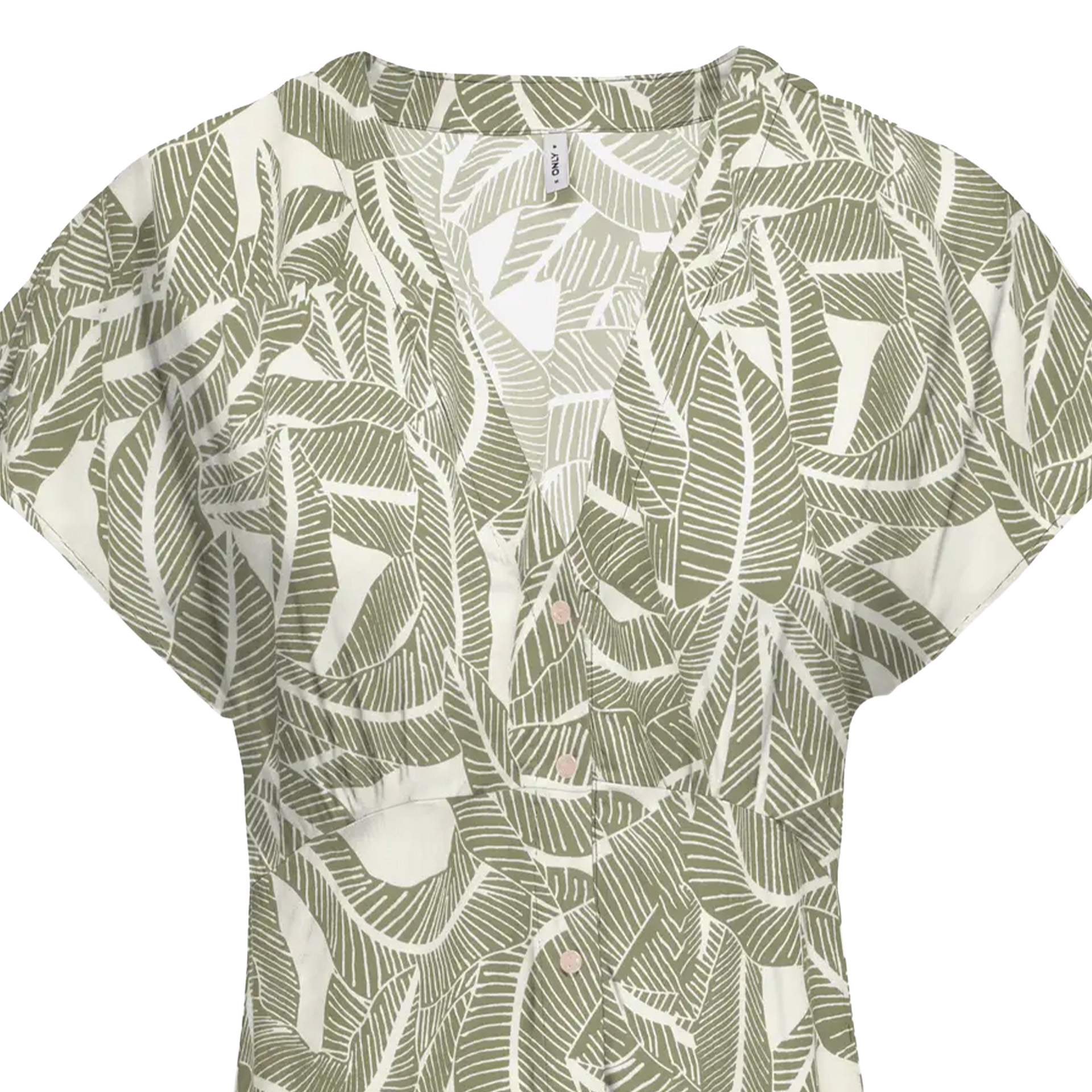 Only Vestido Nova Life Vis Mollie Vaporous Gray 727 Hawaii Leaves