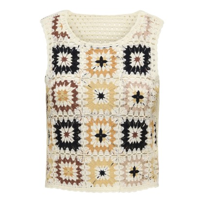 Only Top Bolette Crochet Tank Black Cloud Dancer