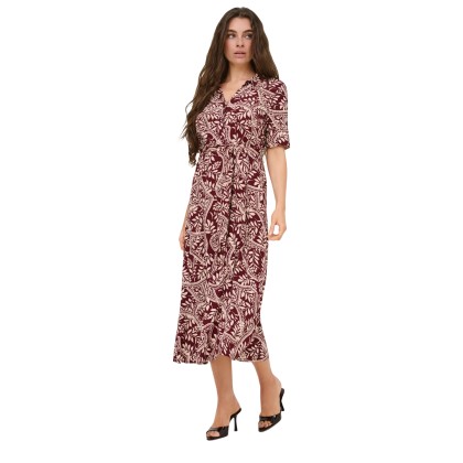 JDY Vestido Starsezen Life Windsor Wine Tapioca Aztec