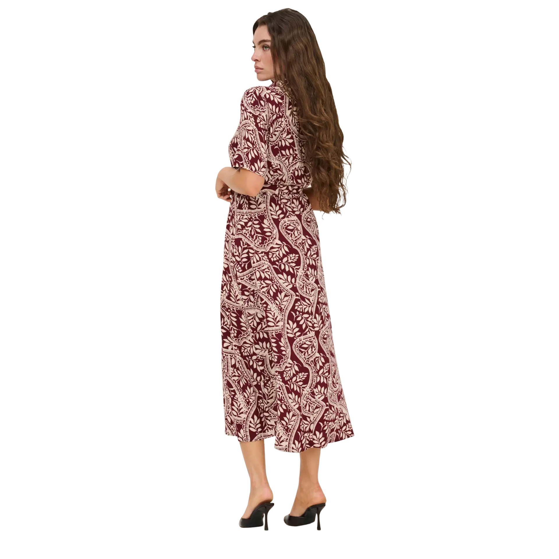 JDY Vestido Starsezen Life Windsor Wine Tapioca Aztec