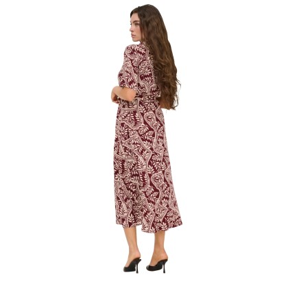 JDY Vestido Starsezen Life Windsor Wine Tapioca Aztec