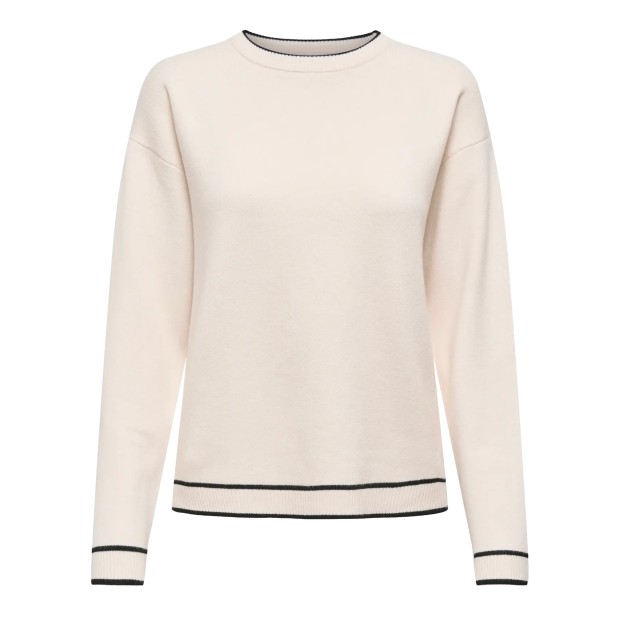 JDY Camisola Prime Life On Dropshould Whitecap Gray Black Contrast