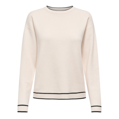 JDY Camisola Prime Life On Dropshould Whitecap Gray Black Contrast
