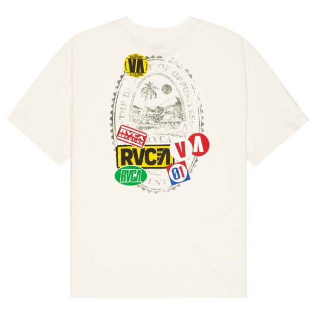 Rvca T-shirt Vacation Tag Antique White