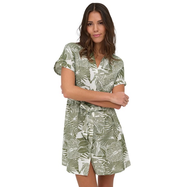 Only Vestido Jakiri Linen Cloud Dancer Green Tropical